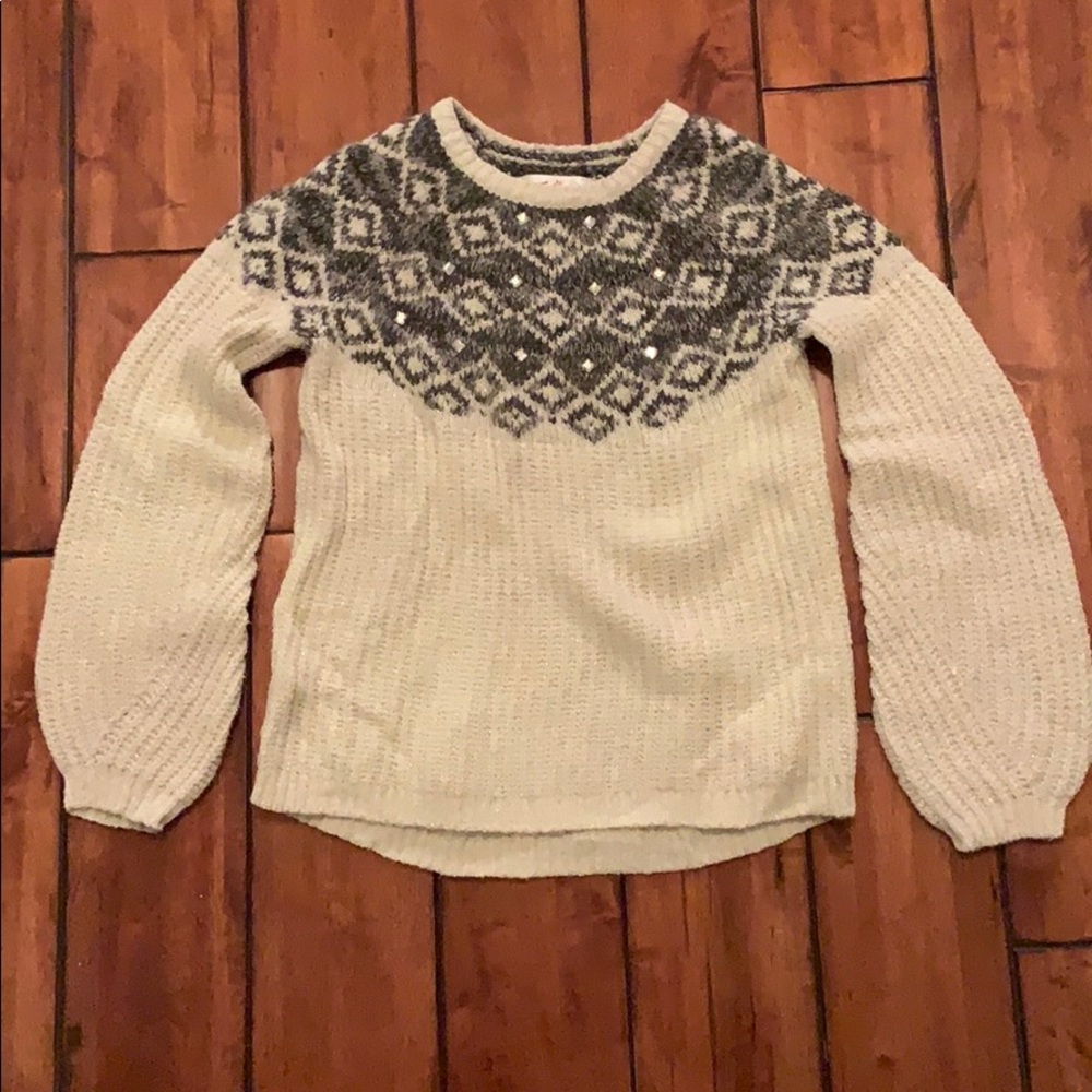 Justice cream and grey sparkly sweater